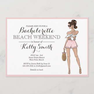 Beach Girl Bachelorette Party Invitation Kaart
