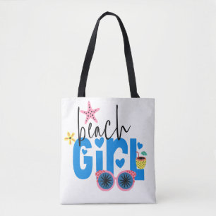 Beach Girl Fun Typografie Vakantie Tote Bag
