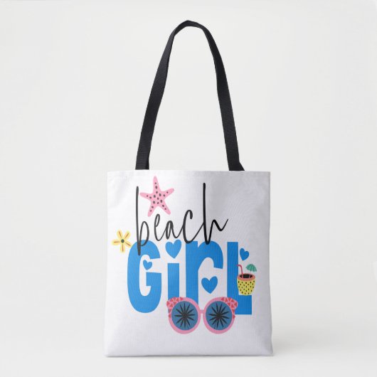 Beach Girl Fun Typografie Vakantie Tote Bag (Voorkant)