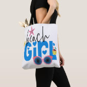 Beach Girl Fun Typografie Vakantie Tote Bag (Dichtbij)