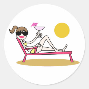 Beach Girl Ronde Sticker