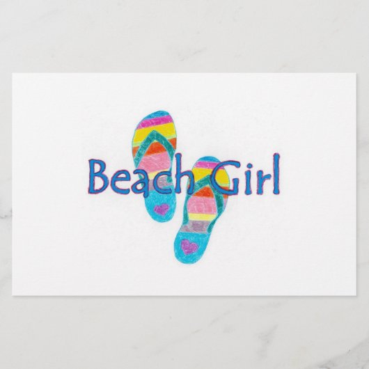 Beach Girl Stationery Briefpapier (Voorkant)