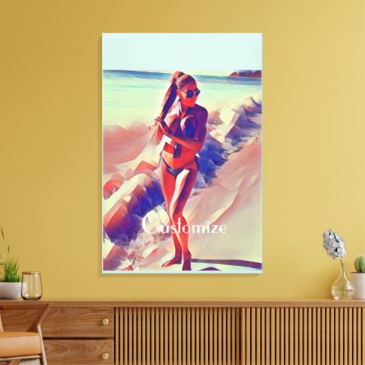 Beach Girl Thunder_Cove Canvas Afdruk (Insitu (Woonkamer))