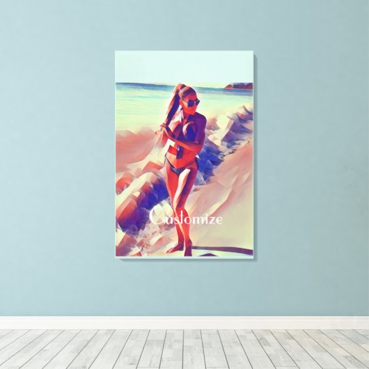 Beach Girl Thunder_Cove Canvas Afdruk (Insitu (Houten vloer))