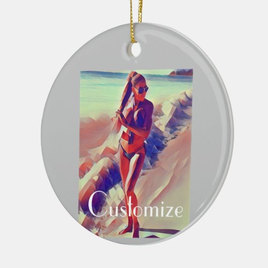 Beach Girl Thunder_Cove Keramisch Ornament (Links)