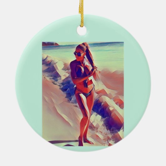 Beach Girl Thunder_Cove Keramisch Ornament (Achterkant)