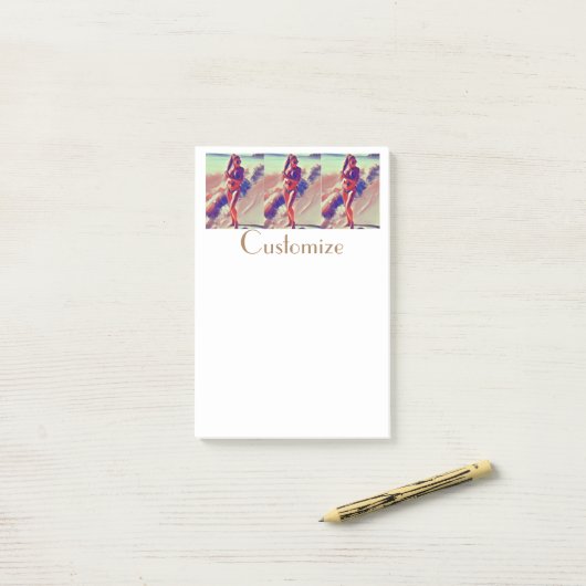 Beach Girl Thunder_Cove Post-it® Notes (Op bureau)