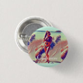 Beach Girl Thunder_Cove Ronde Button 3,2 Cm (Voorkant /achterkant)