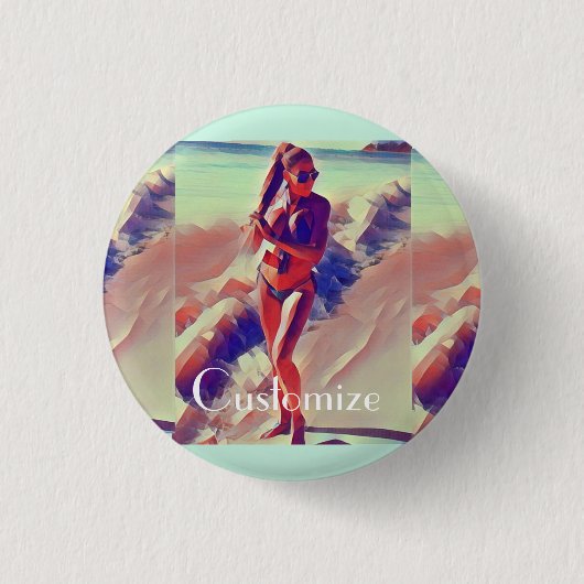 Beach Girl Thunder_Cove Ronde Button 3,2 Cm (Voorkant)
