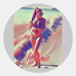 Beach Girl Thunder_Cove Ronde Sticker