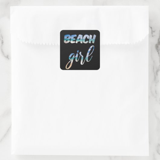 Beach Girl Vierkante Sticker (Tas)