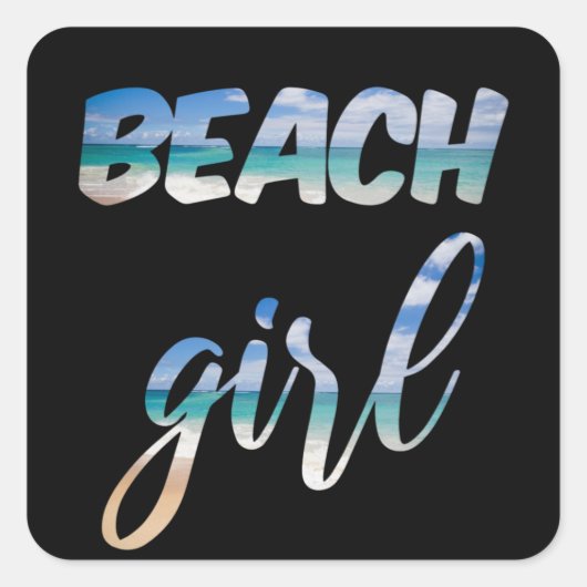 Beach Girl Vierkante Sticker (Voorkant)