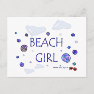 Beach Girl Voetafdrukken   Blue Beach Song™-Briefk Briefkaart