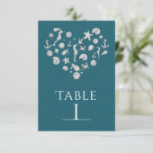 Beach Glam Diamond Heart Elegant Table Number Card Kaart (Staand voorkant)