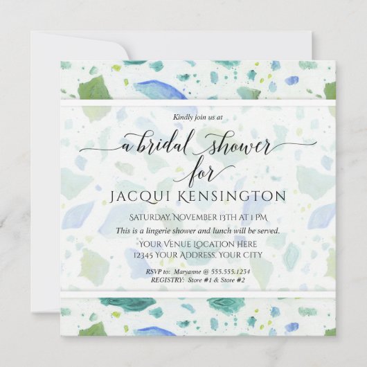 Beach Glass Modern Terrazzo Retro Vrijgezellenfees Kaart (Voorkant)