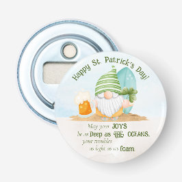 Beach Gnome St Patrick's Day Button Flesopener