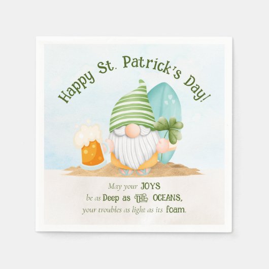 Beach Gnome St Patrick's Day Paper Napkin Servet (Voorkant)