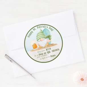 Beach Gnome St Patrick's Day Ronde Sticker