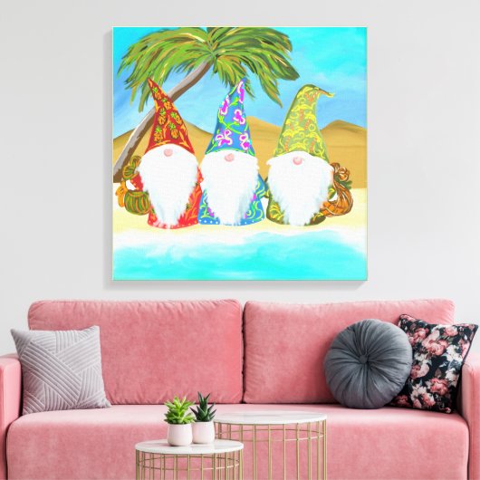 BEACH GNOMES CANVAS AFDRUK (Insitu (Woonkamer))