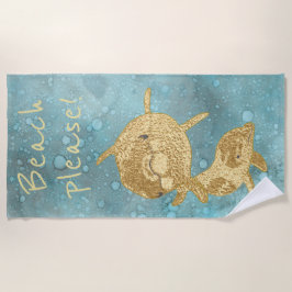 Beach Gold Dolphins "Beach Please" Strandlaken