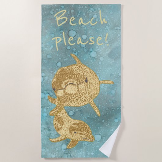 Beach Gold Dolphins "Beach Please" Strandlaken (Voorkant)