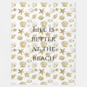 Beach Gold Sea Shells Fleece Deken (Voorkant)