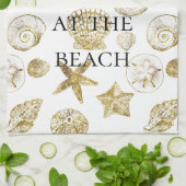 Beach Gold Sea Shells Theedoek (Gevouwen)