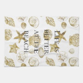 Beach Gold Sea Shells Theedoek (Horizontaal)