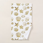 Beach Gold White Shells Bad Handdoek (Handdoek)