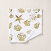 Beach Gold White Shells Bad Handdoek (Wasdoekje)