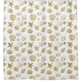 Beach Gold White Shells Douchegordijn (Voorkant)