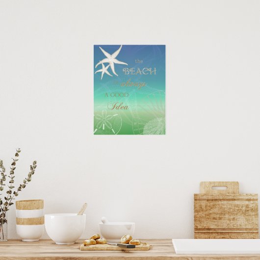 Beach Good Idee Blue Green Starfish Art Poster (Keuken)