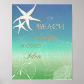 Beach Good Idee Blue Green Starfish Art Poster (Voorkant)