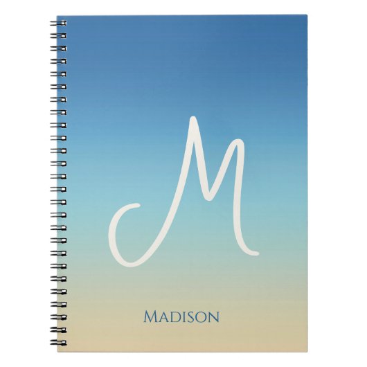 Beach Gradient Monogram  Notitieboek (Voorkant)