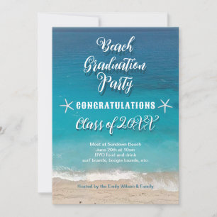 Beach Graduation Party for Class Invitation Kaart