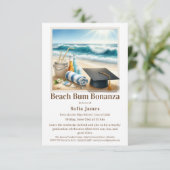Beach Graduation Party Invitation Kaart (Staand voorkant)