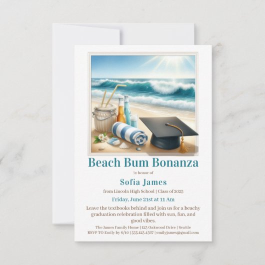 Beach Graduation Party Invitation Kaart (Voorkant)