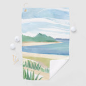 Beach Grass Bay | Watercolor Ocean Coastal Sea Golfhanddoek (Insitu)