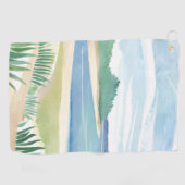 Beach Grass Bay | Watercolor Ocean Coastal Sea Golfhanddoek (Horizontaal)