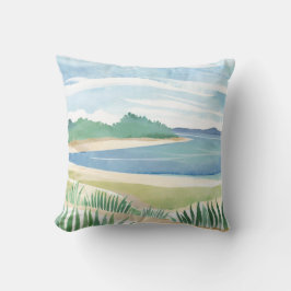 Beach Grass Bay | Watercolor Ocean Coastal Sea Kussen