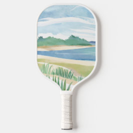 Beach Grass Bay | Watercolor Ocean Coastal Sea Pickleball Paddle