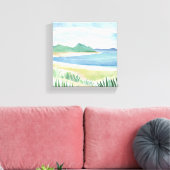 Beach Grass Bay | Zee voor de kust van de waterver Canvas Afdruk (Insitu (Woonkamer))