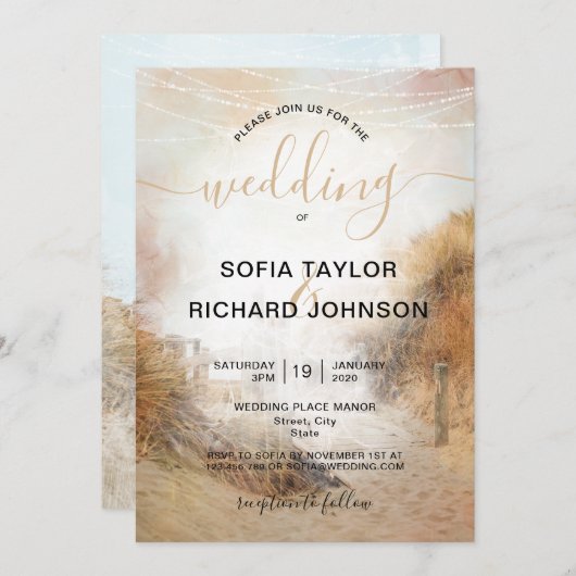 Beach grass Invitat Kaart (Voorkant / Achterkant)