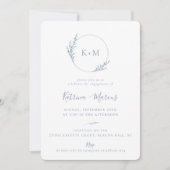 Beach Grass Monogram Dusty Blue Engagement Party Kaart (Voorkant)