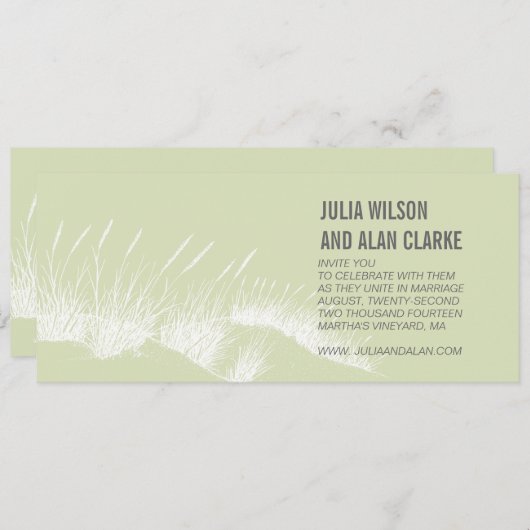 Beach Grass Wedding Invitations Martha's Vineyard Kaart (Voorkant / Achterkant)