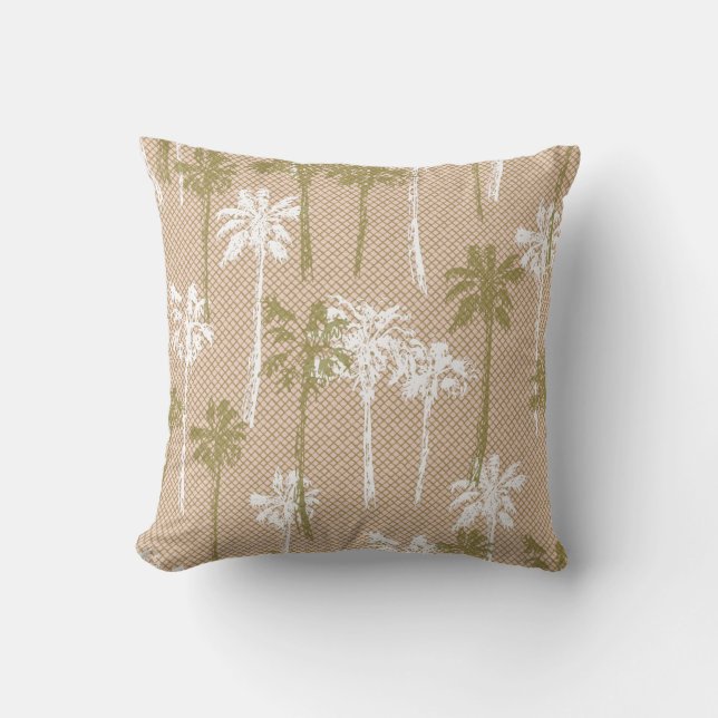 Beach Green and White Palm Tree Pattern Kussen (Voorkant)