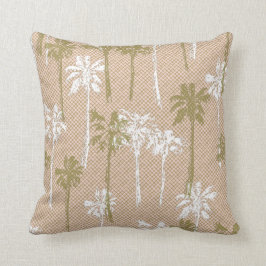 Beach Green and White Palm Tree Pattern Kussen