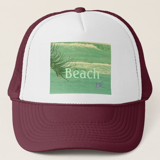 "Beach" Green Ocean Trucker Hat Pet (Voorkant)