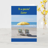 BEACH GREETTES TO MY *SPECIAL SISTER* BIRTHDAY C KAART (Gele Bloem)