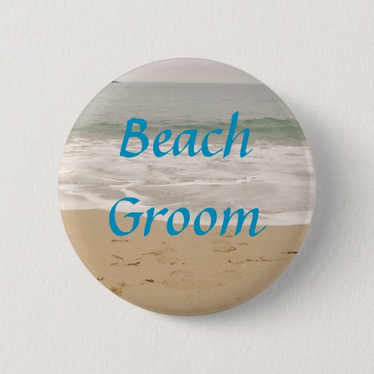 Beach Groom Button: Versie Ocean Tide Ronde Button 5,7 Cm (Voorkant)